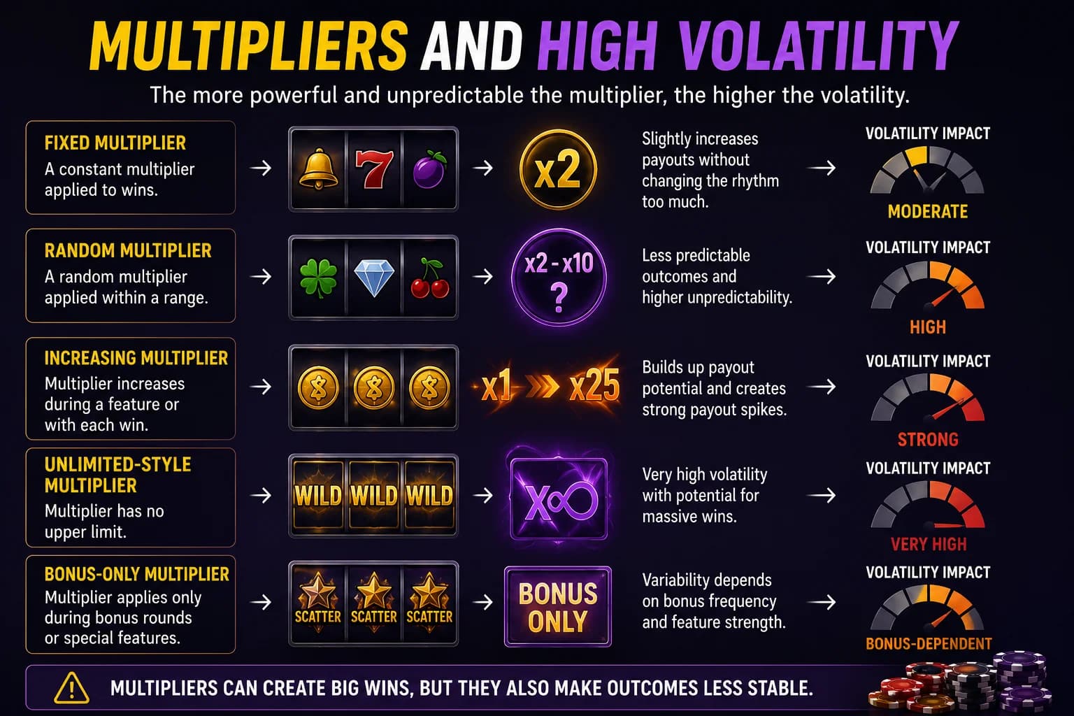 Multipliers in High Volatility Slots