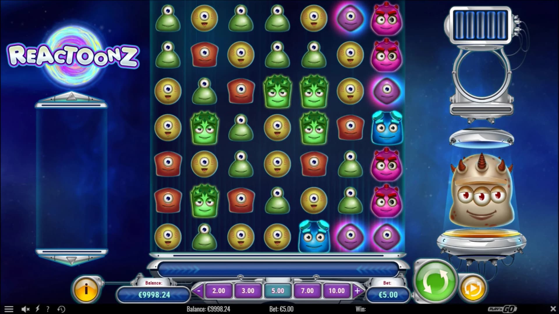 Reactoonz slot by Play'n GO – most played cluster-pay slot 2026