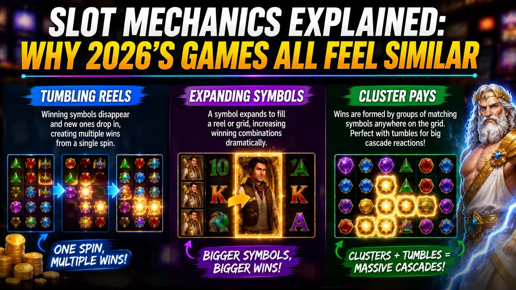 Three mechanics that define most modern online slots