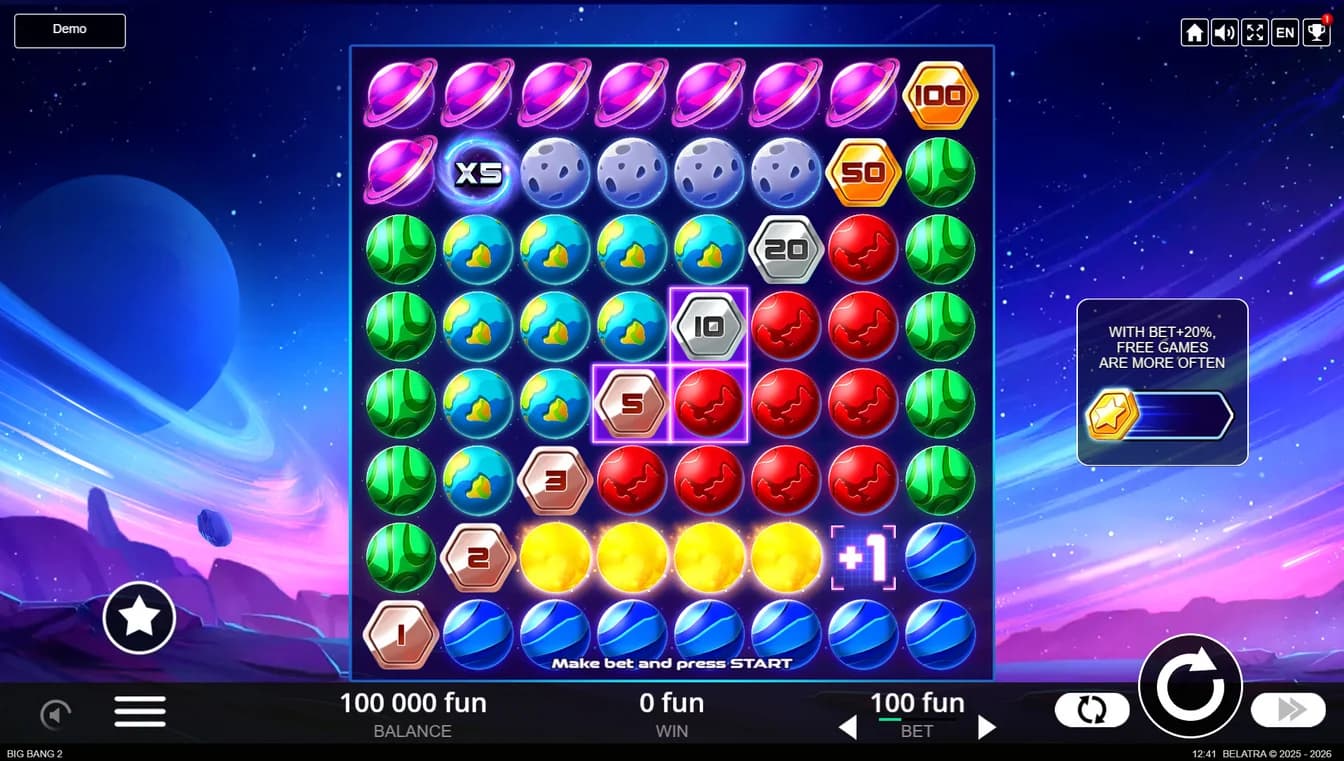 Big Bang 2 slot by Belatra – new cosmic cluster-pays slot 2026