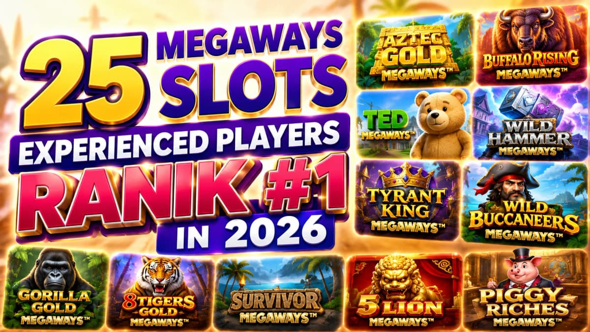 25 best Megaways slots ranked in 2026 featuring Aztec Gold Megaways, Buffalo Rising Megaways, Ted Megaways, and Wild Hammer Megaways