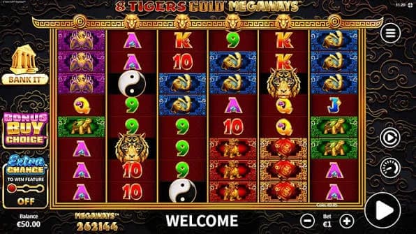 8 Tigers Gold Megaways slot – Skywind Group bonus options and stats