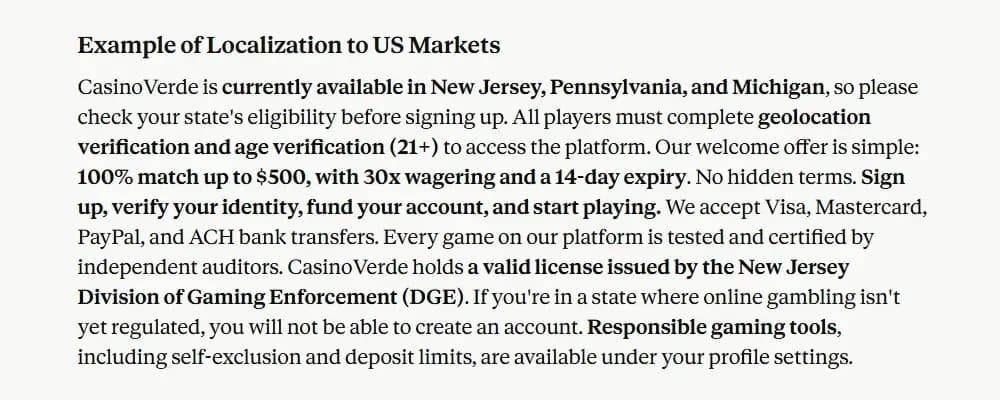 A/B testing localized casino content for US market optimization