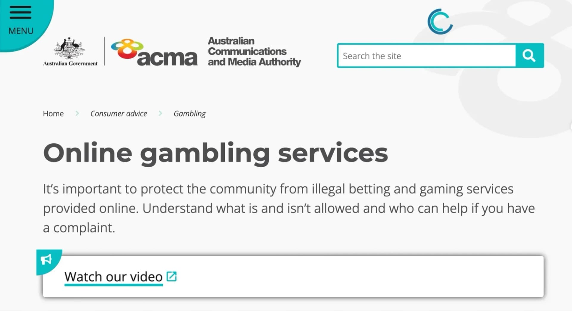 ACMA provides official guidance for Australian online gambling service regulation