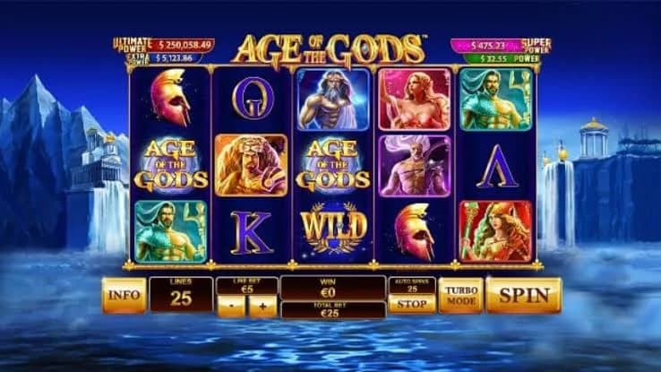 Age of the Gods slot by Playtech, Greek mythology theme with four-tier progressive jackpot