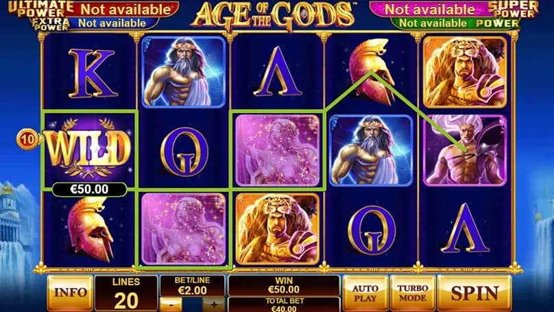 Age of the Gods slot series by Playtech, Greek mythology theme with shared jackpot network