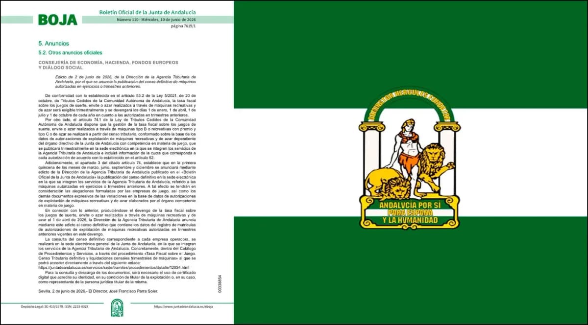 Andalucía Releases Q2 2026 Gaming Machine Census and Tax Data