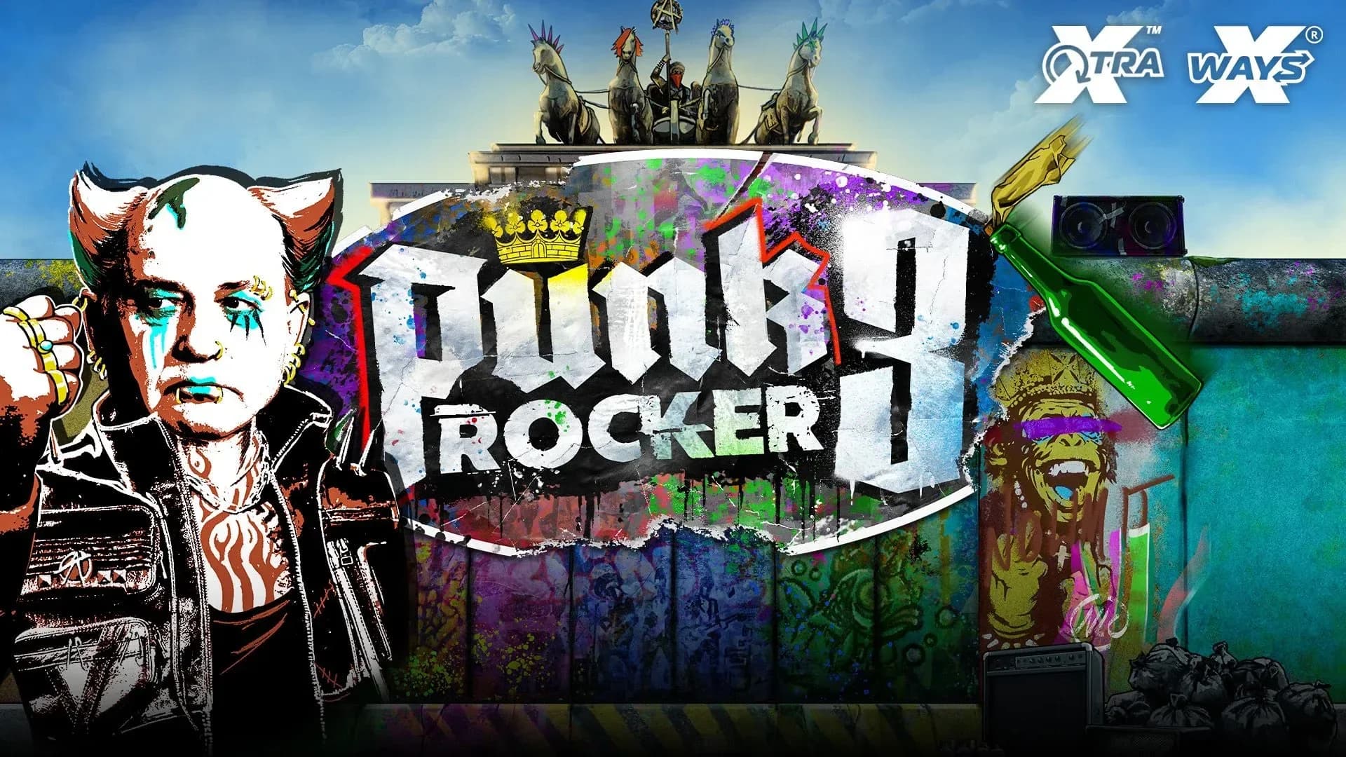 Berlin punk-themed slot gameplay showcasing franchise mechanics and volatile features