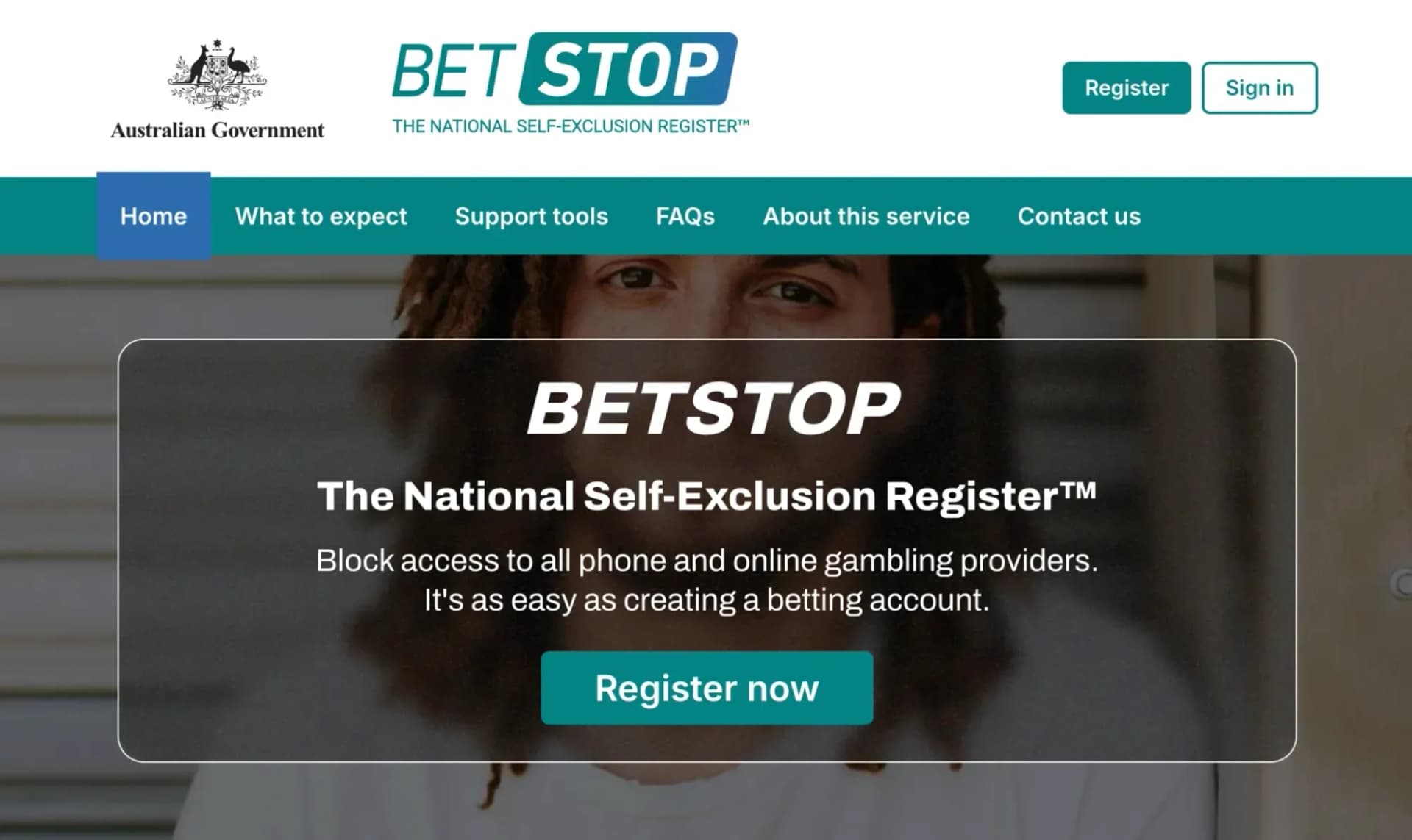 BetStop National Self-Exclusion Register interface shows mandatory consumer protection system