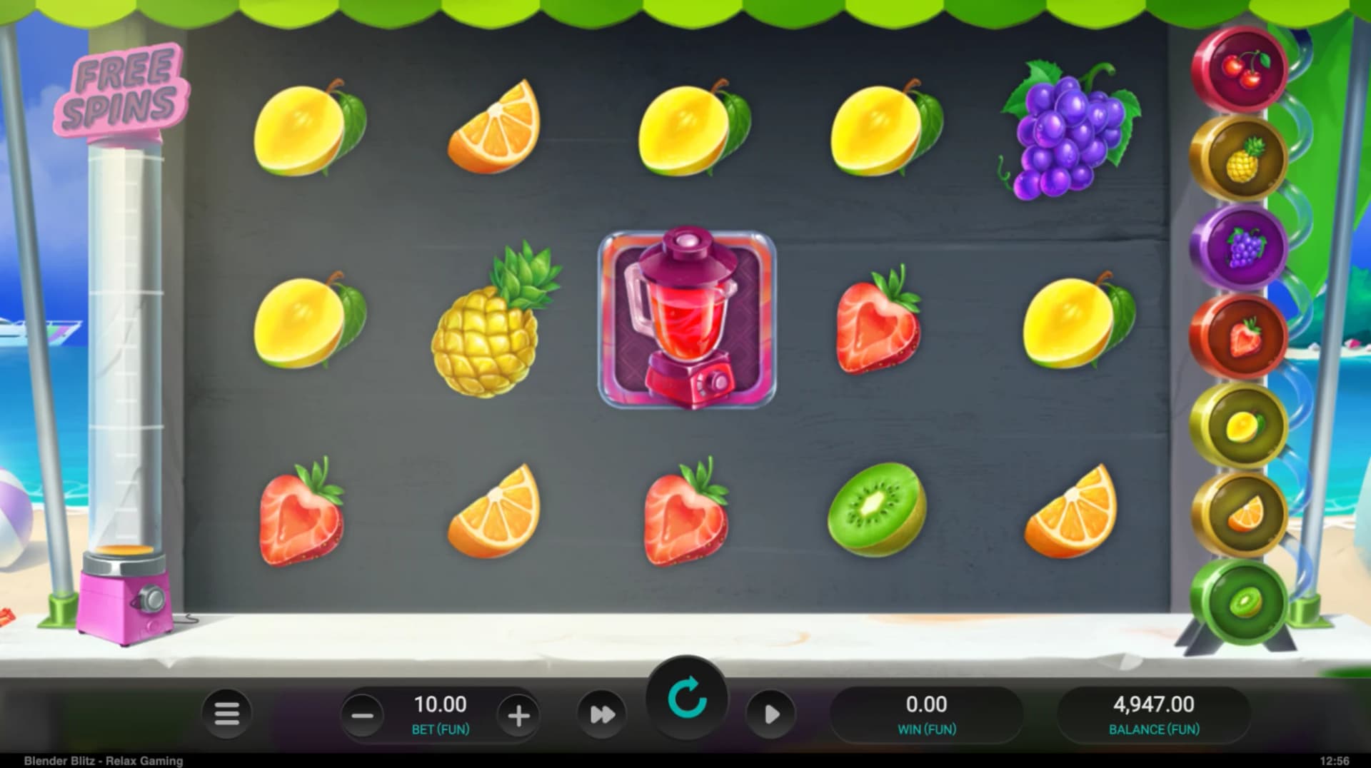 Blender Blitz slot by Relax Gaming, beach fruit blender theme, summer slot 2026