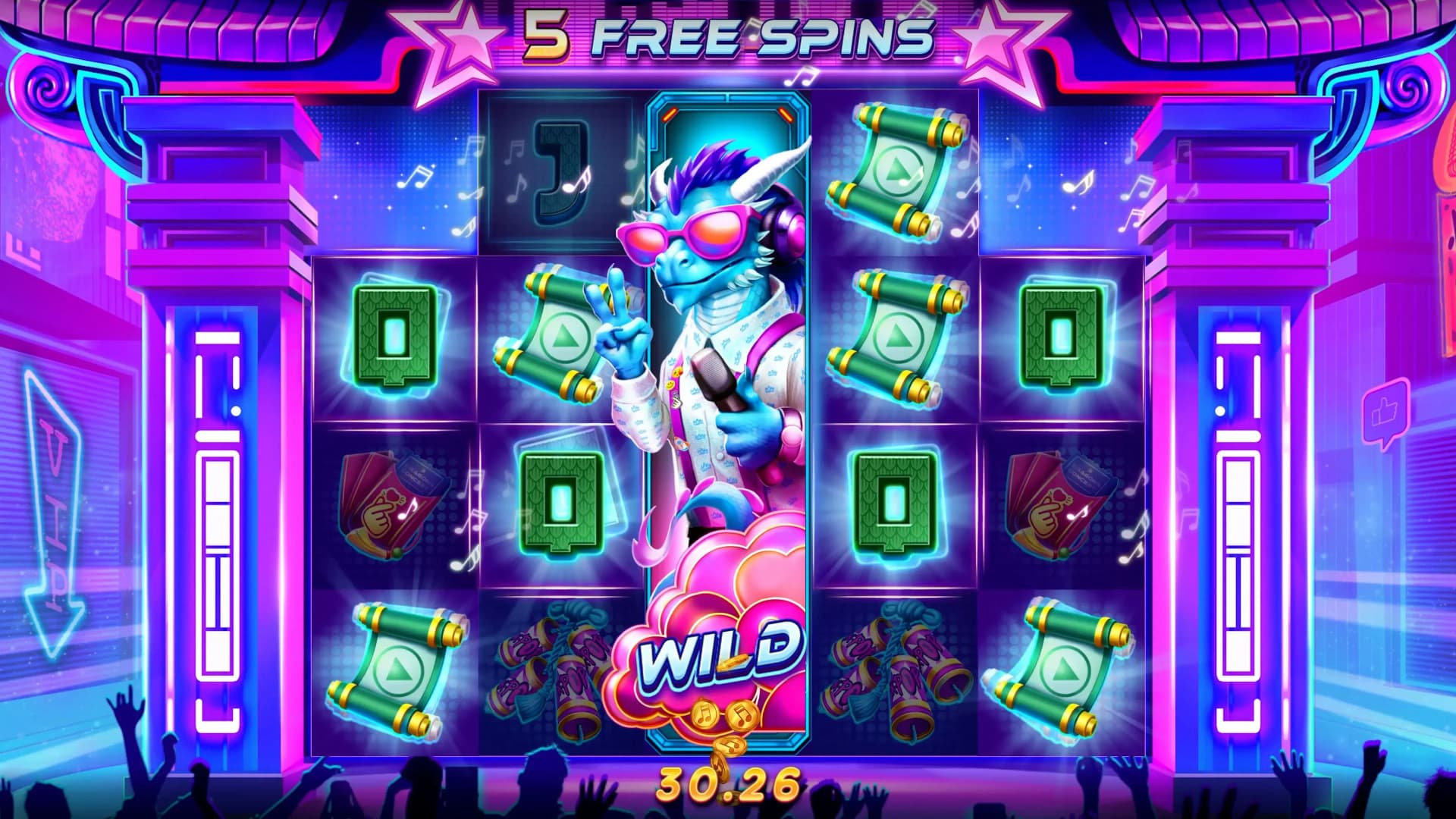 Blue Dragon mirroring effect copying symbols from reel 1 to reel 5