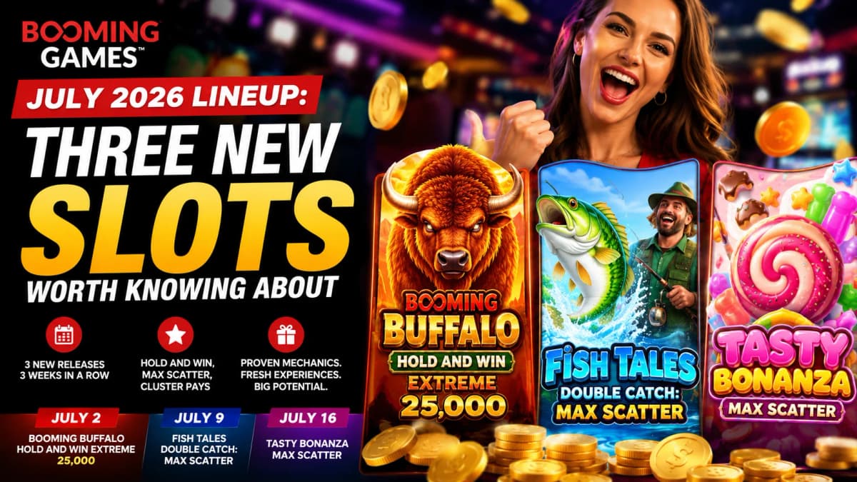 Booming Games July 2026 new slot releases lineup – Buffalo, Fish Tales, and Tasty Bonanza