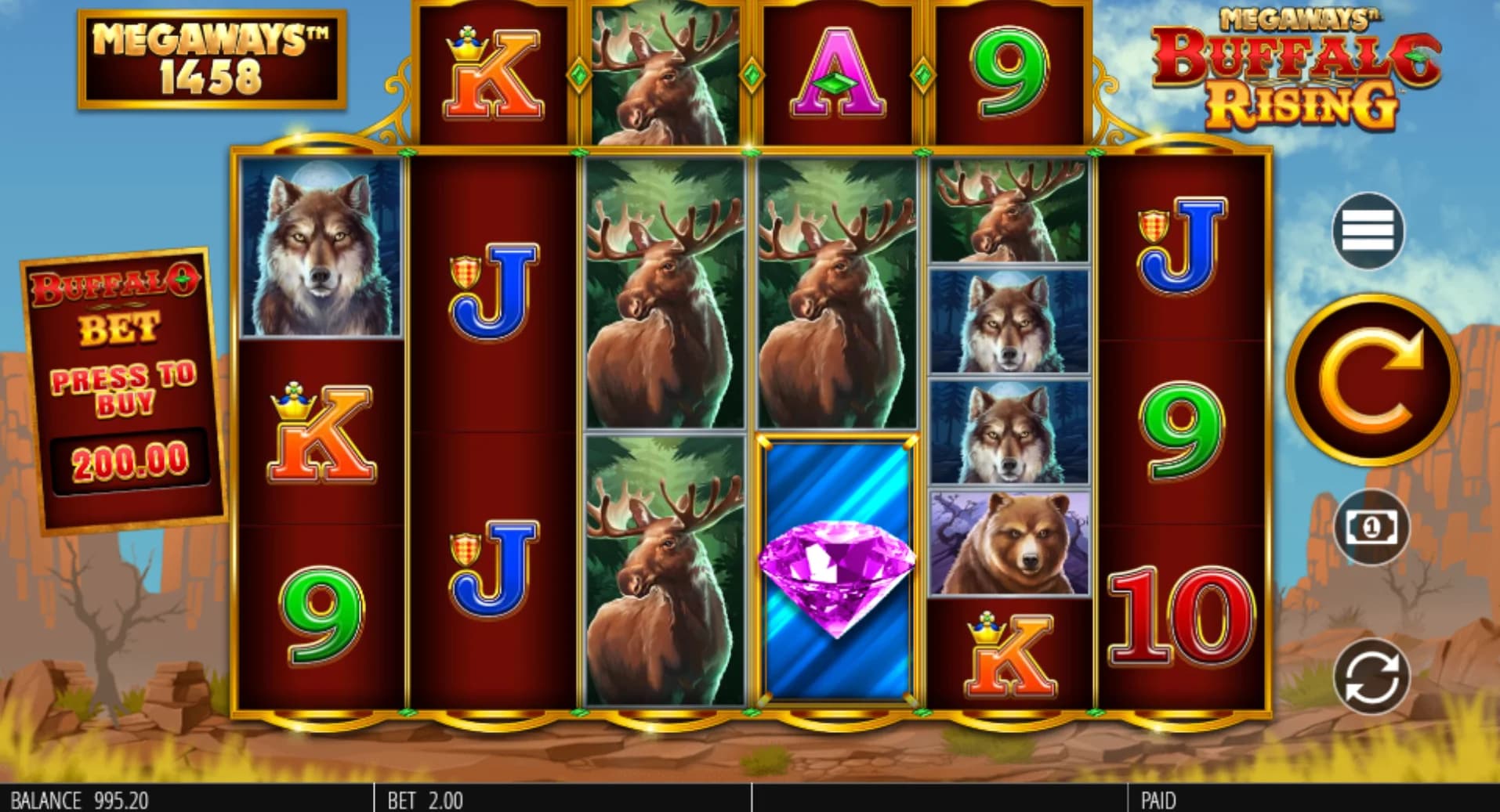 Buffalo Rising Megaways slot by Blueprint Gaming, American prairie theme with Buffalo Power Spins bonus