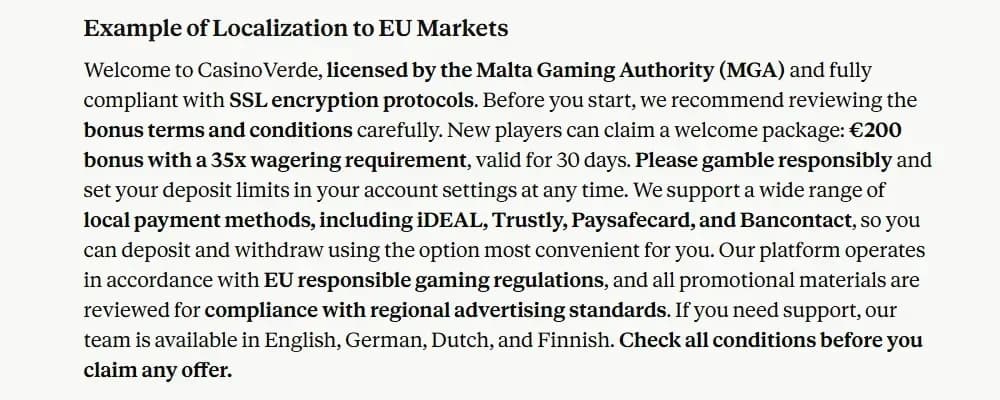 Casino content adaptation strategies for European Union regulatory compliance