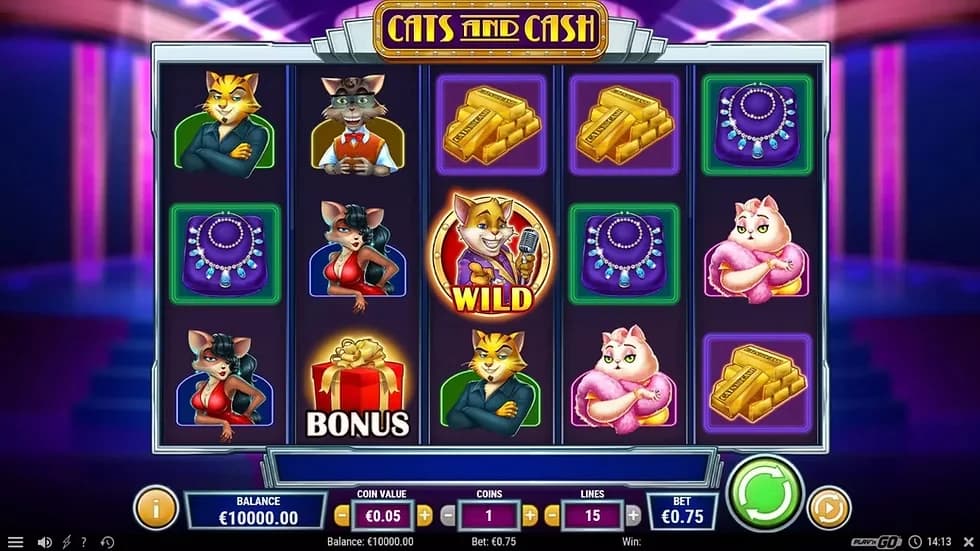 Cats and Cash slot by Play'n GO, feline treasure theme, low stake slot 2026