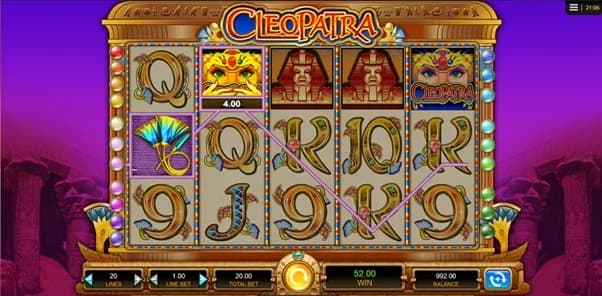Cleopatra slot by IGT, ancient Egyptian theme, low stake slot 2026