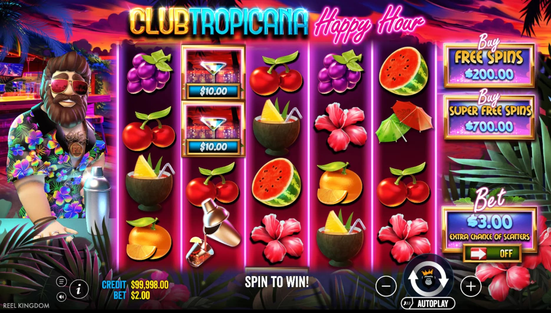 Club Tropicana Happy Hour slot by Pragmatic Play, beach bar happy hour theme, summer slot 2026