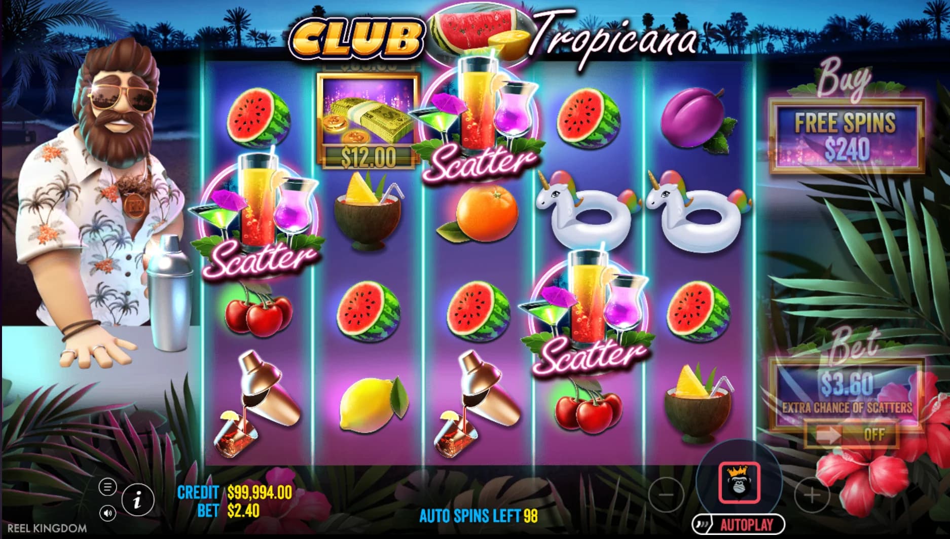 Club Tropicana slot by Pragmatic Play, beach party cocktail theme, summer slot 2026