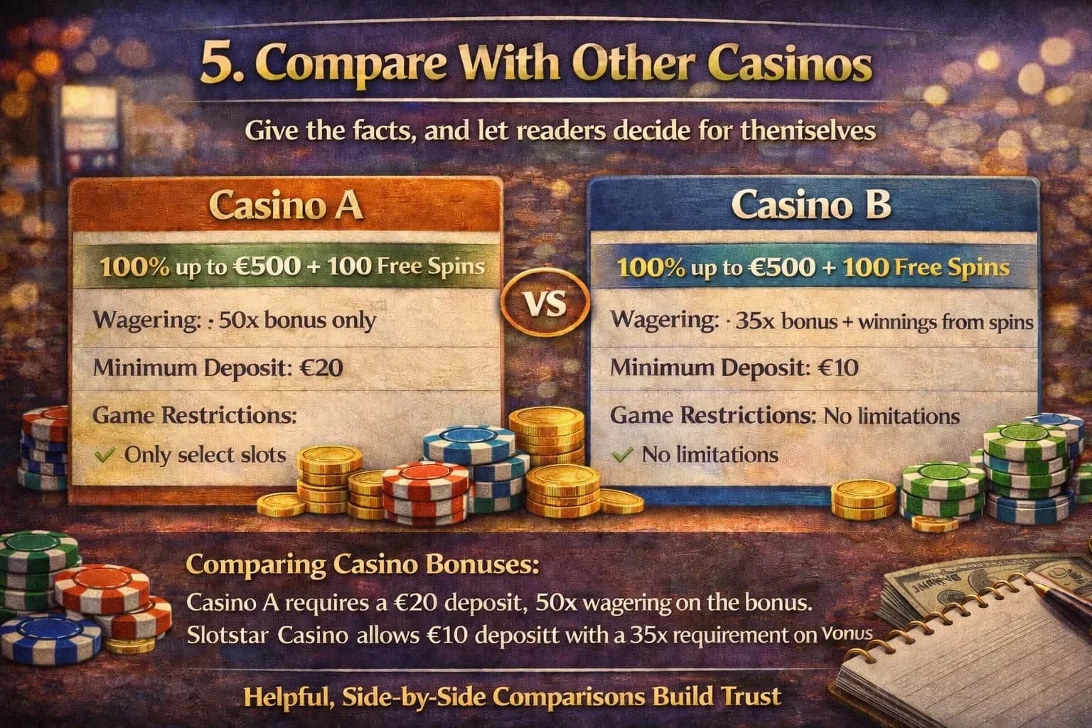 Comparative analysis helps players evaluate bonuses against market standards