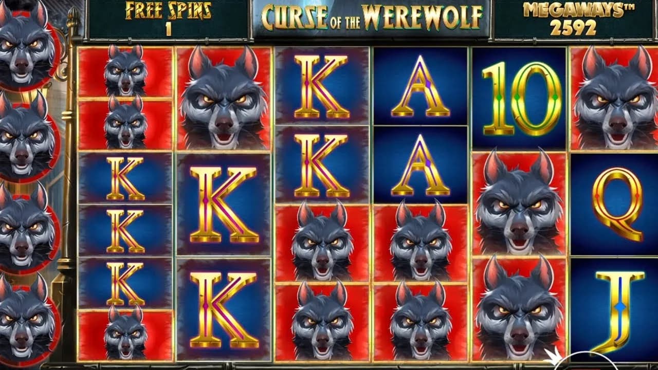 Curse of the Werewolf Megaways slot by Pragmatic Play, werewolf transformation theme with attacking wild mechanic