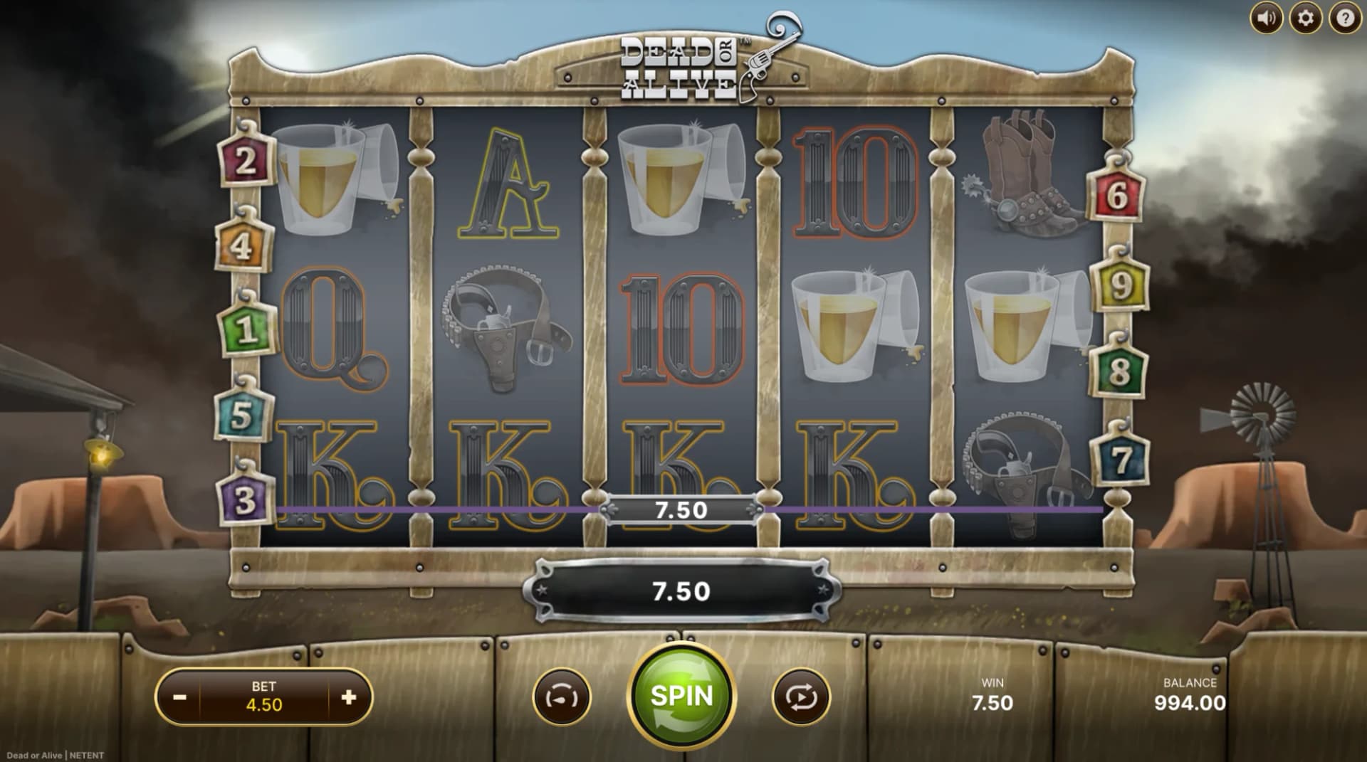 Dead or Alive slot by NetEnt, Wild West bounty hunter theme, low stake slot 2026