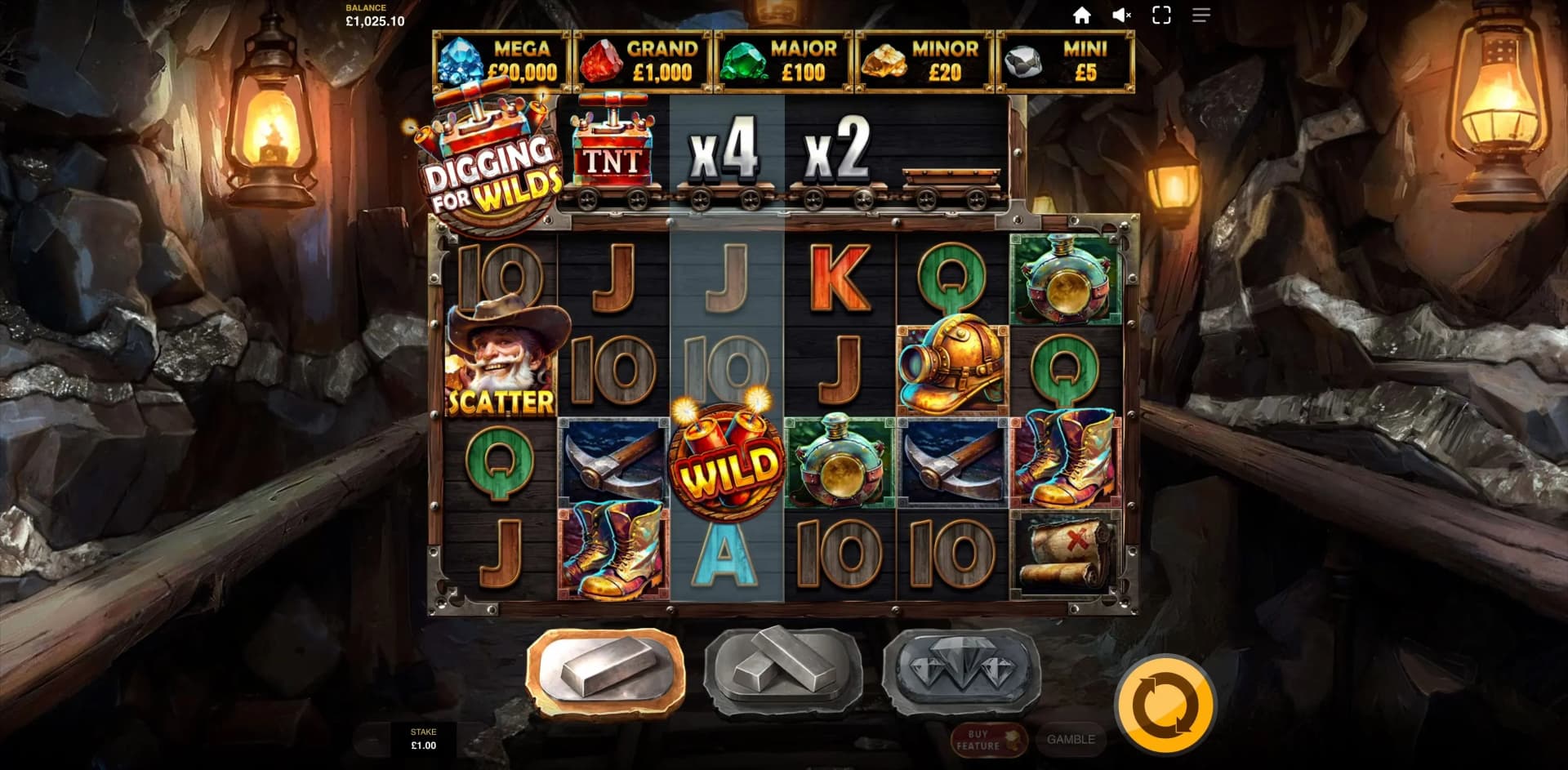 Feature item cart positioned above Dynamite Wild symbol activation