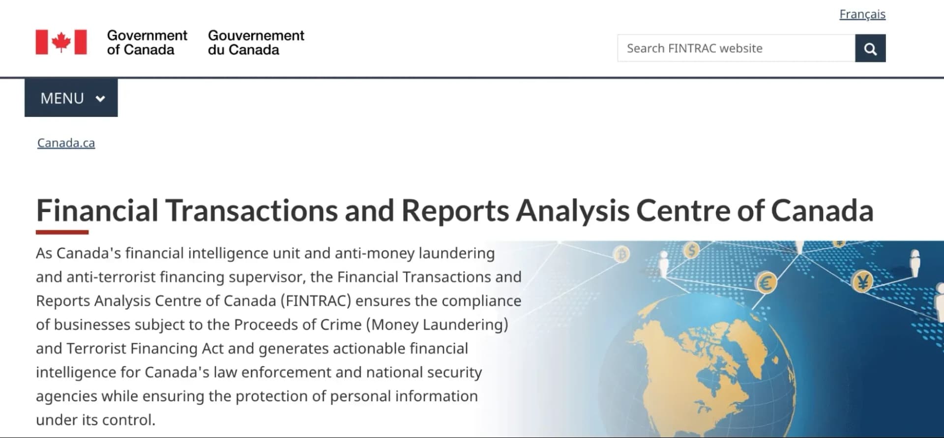 FINTRAC provides anti-money laundering oversight for Canadian gambling operators
