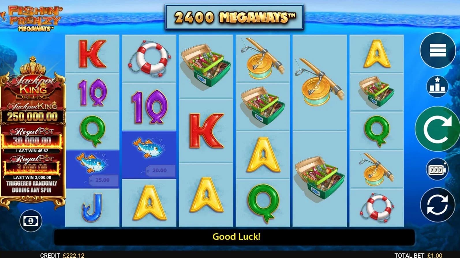Fishin' Frenzy Megaways slot by Blueprint Gaming, fishing theme with collectible fish values