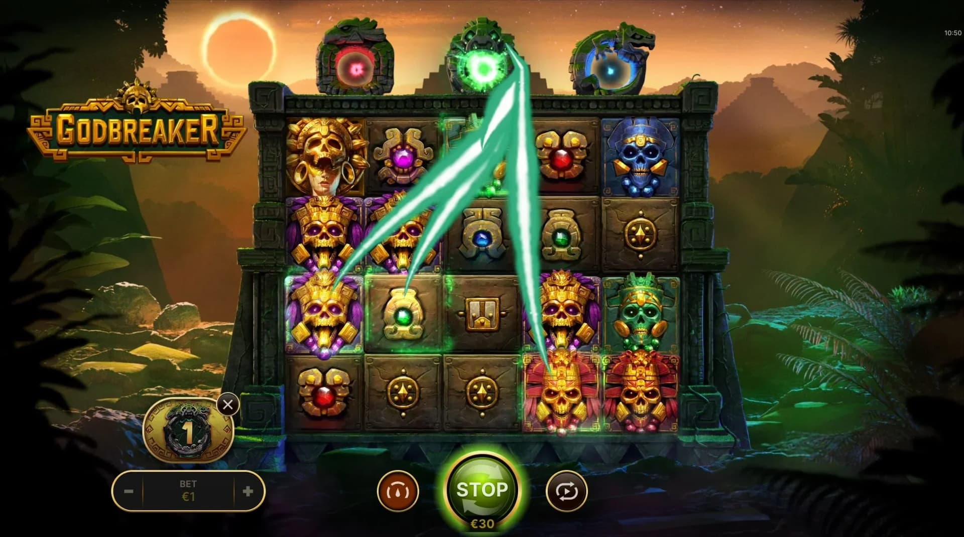 Free spins enhancement table showing collector colors and awarded spins