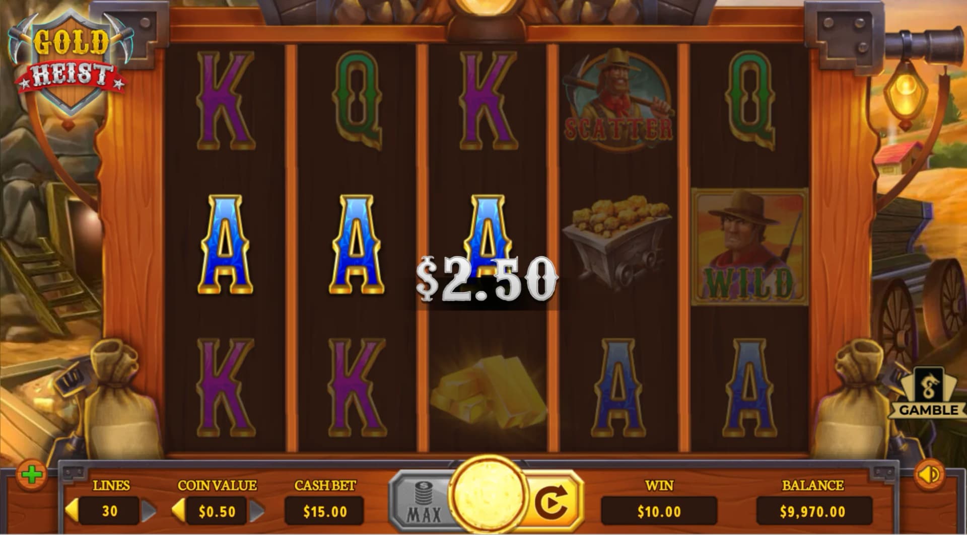 Gold Heist slot by Dragon Gaming, mining heist theme, low volatility slot 2026
