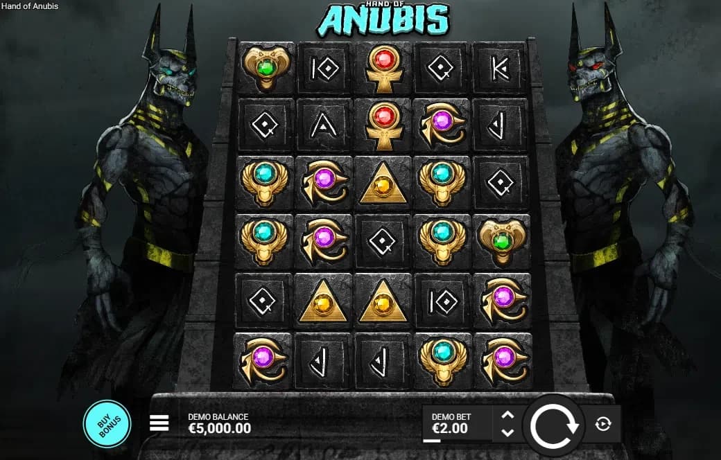 Hand of Anubis slot by Hacksaw Gaming, dark Egyptian mythology theme, horror slot 2026