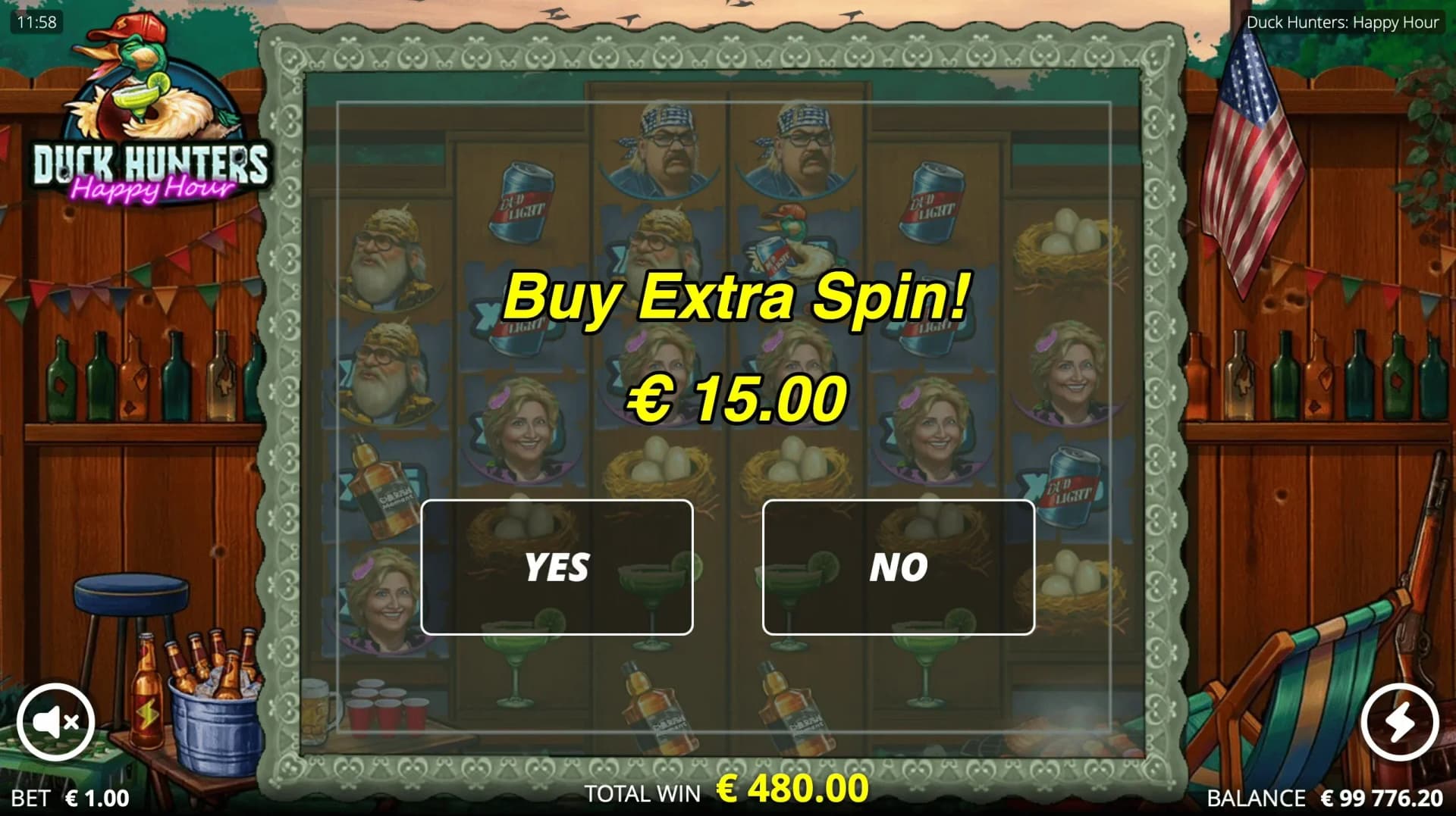 Happy Hour Spins feature with bomb mechanics and irreverent style