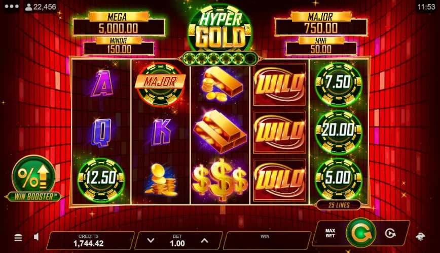 Hyper Gold slot by Gameburger Studios, gold-themed Link and Win slot, high volatility slot 2026