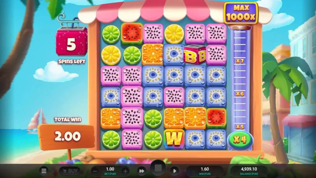 Jumbo Juicy slot by Relax Gaming, tropical fruit cocktail theme, summer slot 2026