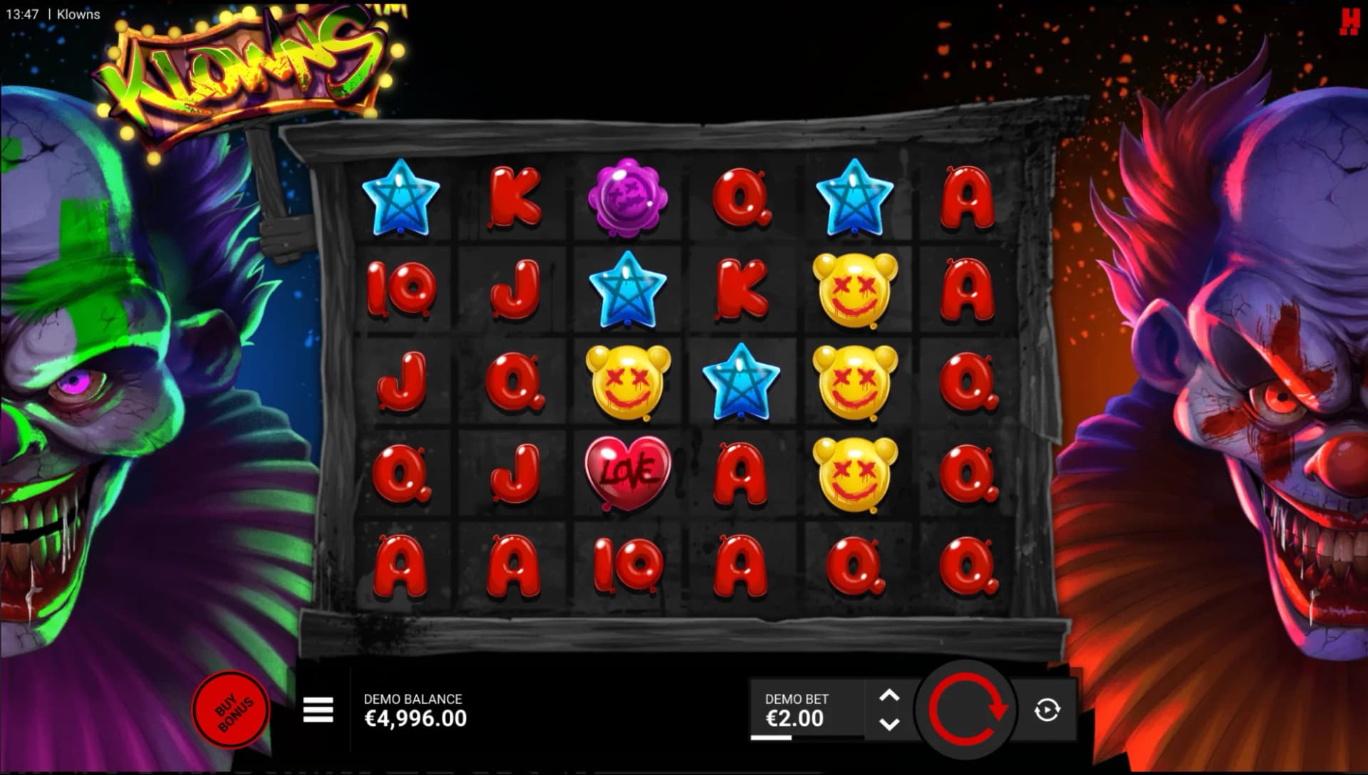 Klowns slot by Hacksaw Gaming – horror themed scatter pays slot