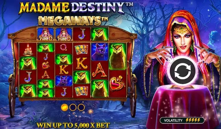 Madame Destiny slot by Pragmatic Play, witch fortune teller theme, horror slot 2026