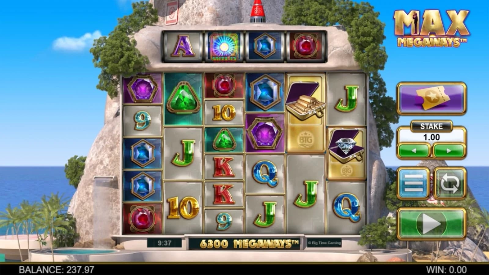 Max Megaways slot by Big Time Gaming, spy thriller theme with Win Exchange mechanic