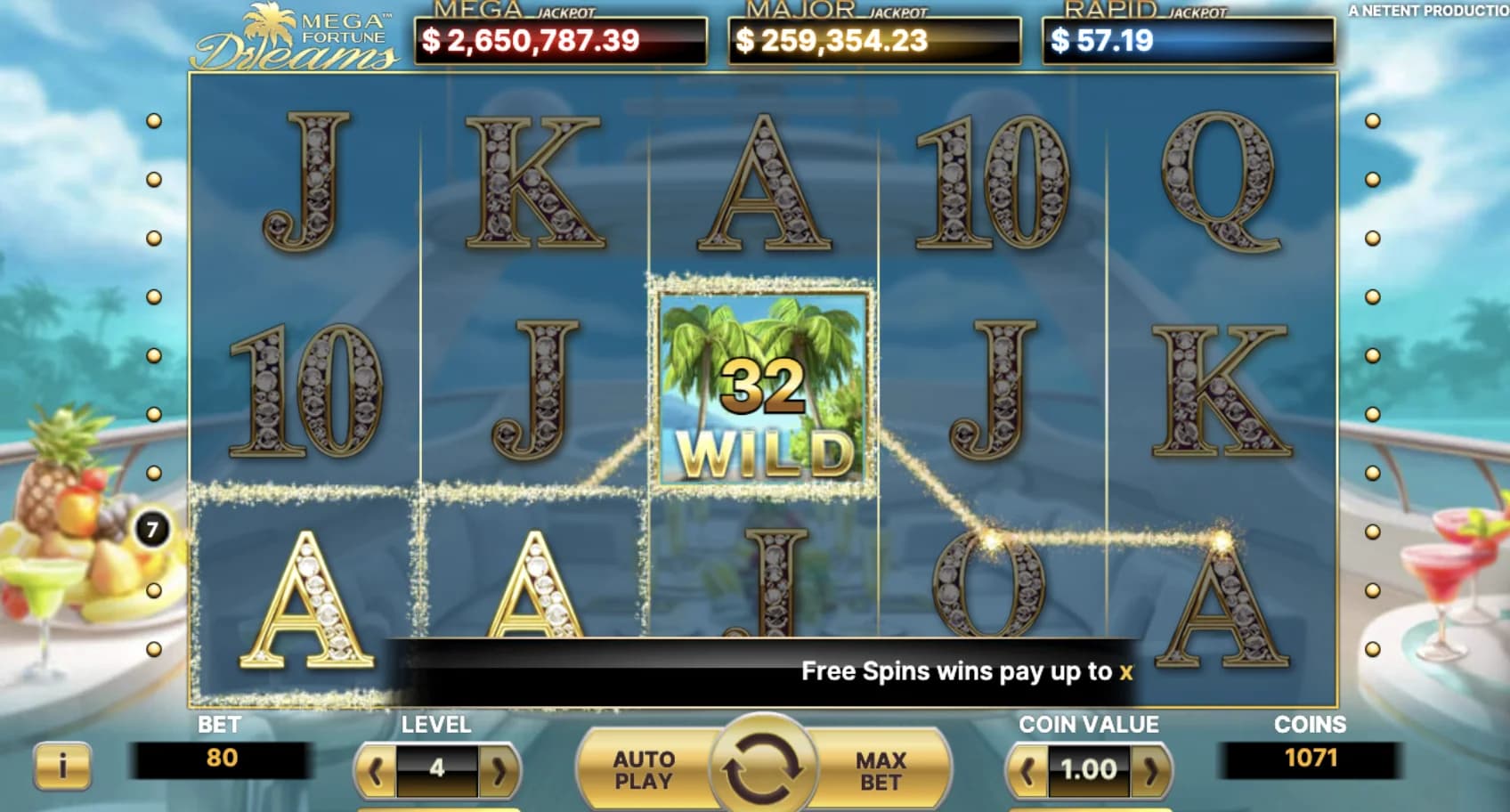 Mega Fortune Dreams slot by NetEnt, Caribbean yacht theme with visual and volatility upgrades