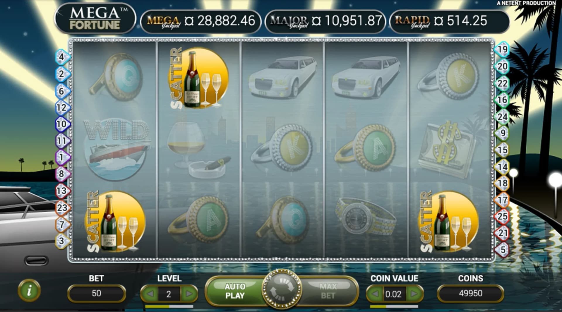 Mega Fortune slot by NetEnt, luxury Monte Carlo summer lifestyle theme, summer slot 2026