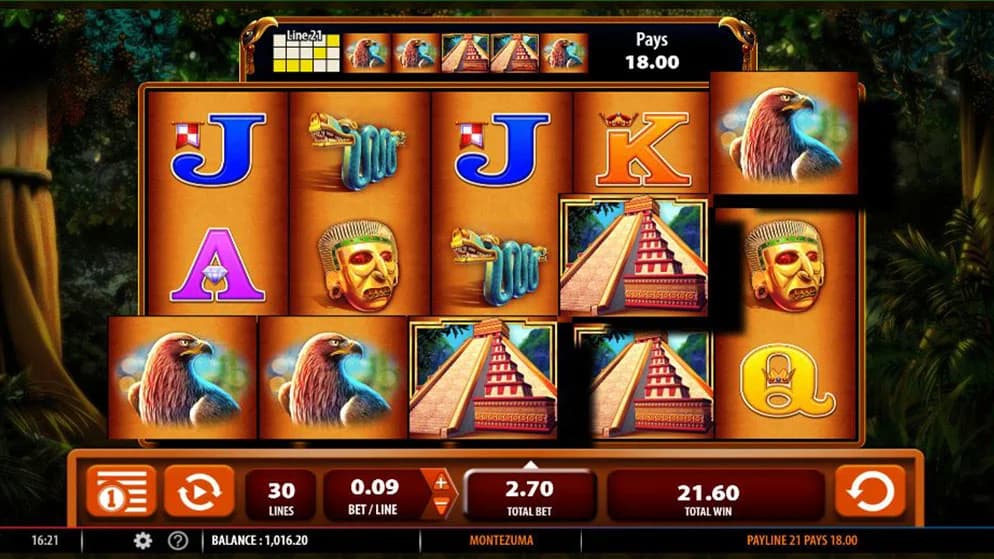 Montezuma Megaways slot by WMS, Aztec empire theme with expanding wild and re-scatter feature