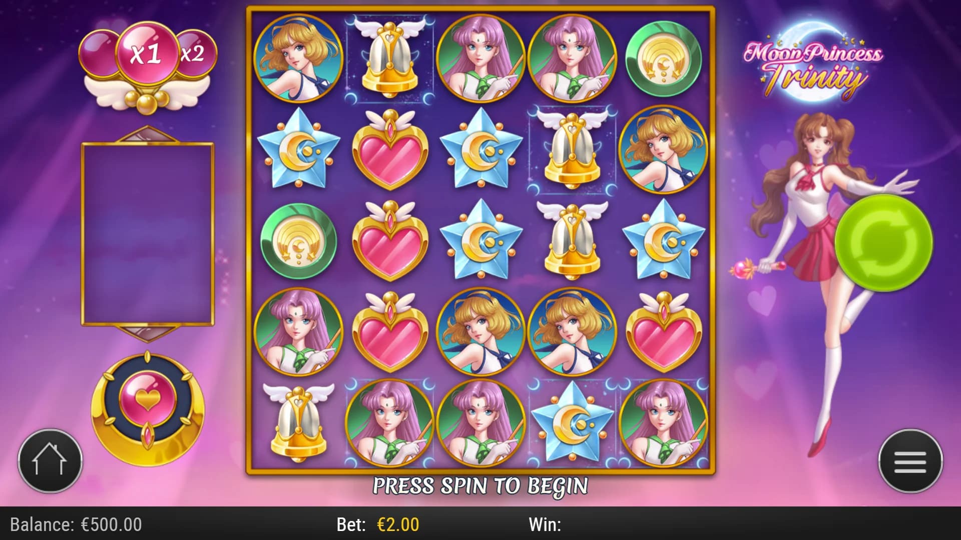 Moon Princess Trinity slot by Play'n GO, anime princess theme, high volatility slot 2026