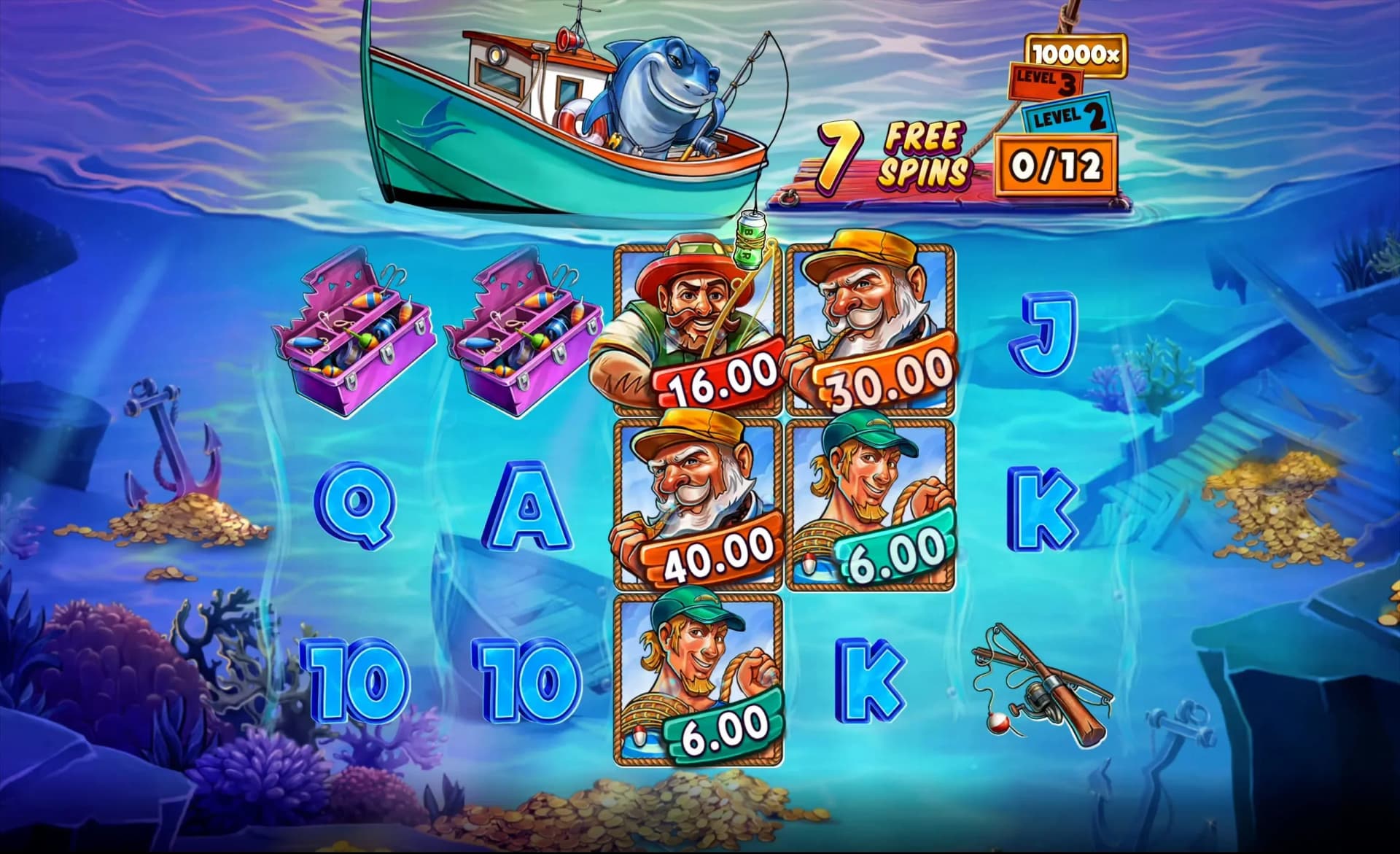 Multiplier value table showing rookie and bass boss fisherman types