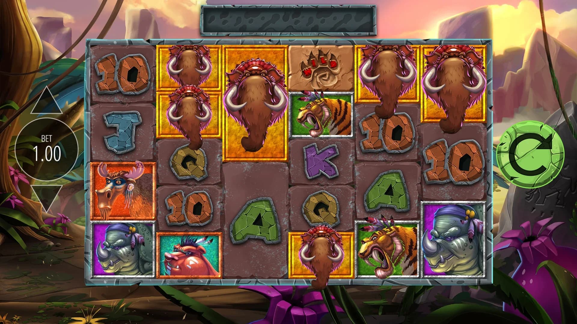 Primal Megaways slot by Blueprint Gaming, prehistoric theme with unlimited free spins multiplier