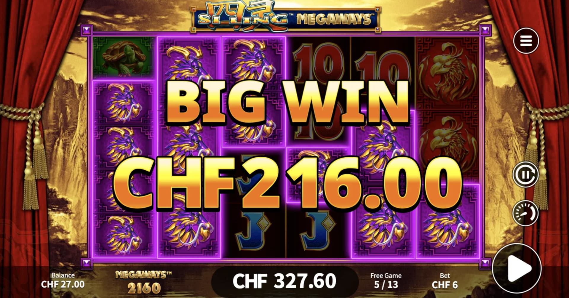 Si Ling Megaways Mega Stacks gameplay screen with stacked symbols
