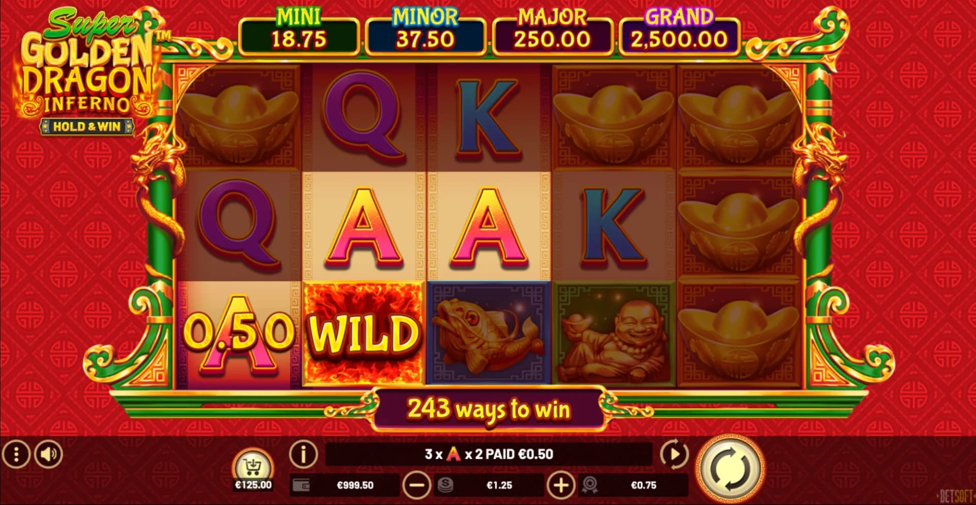 Super Golden Dragon Inferno slot by BetSoft, dragon and fire theme, low volatility slot 2026