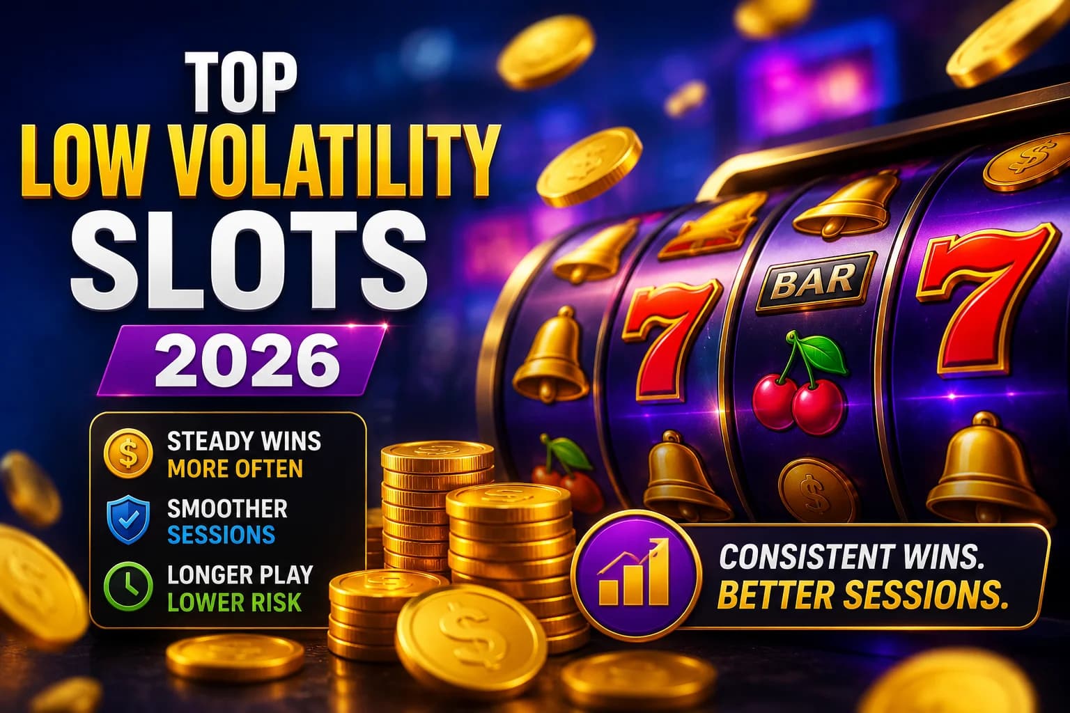 Top 13 Low Volatility Slots 2026: Steady Wins Over Big Swings