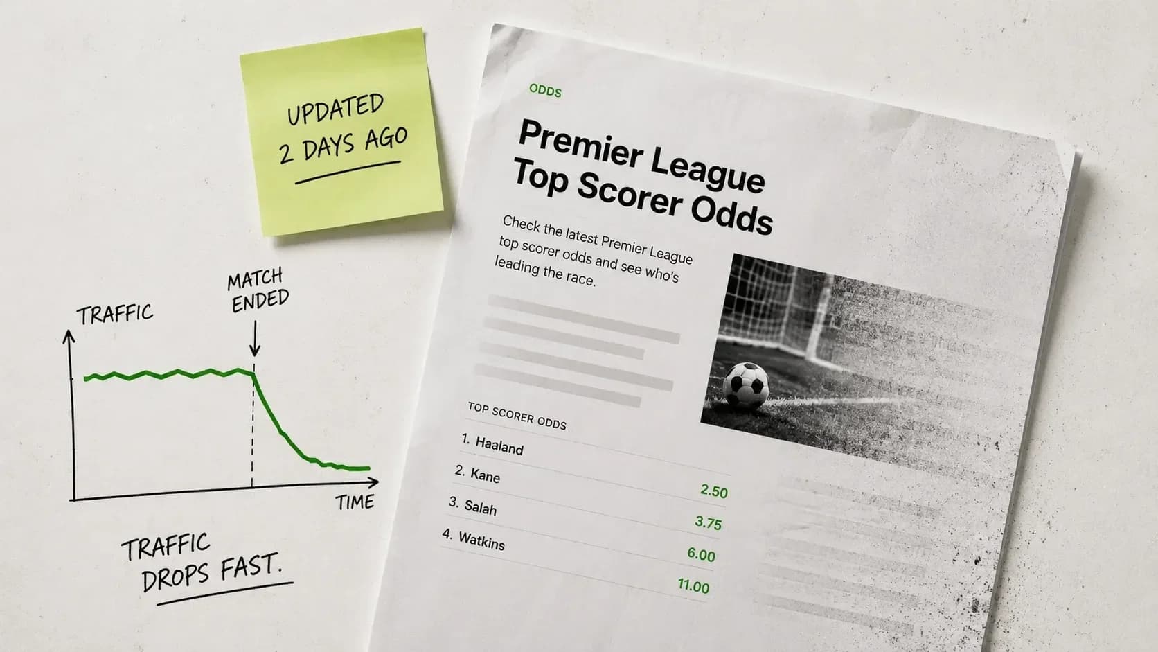 Traffic decline pattern for sportsbook content after sporting events conclude