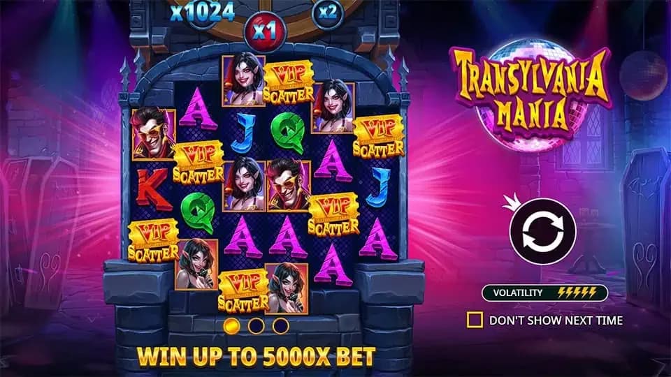Transylvania Mania slot by Pragmatic Play, Dracula party theme, horror slot 2026