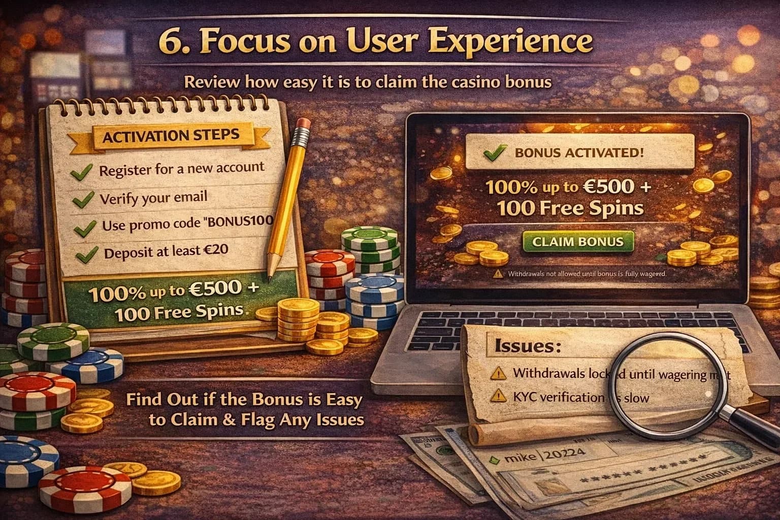 User experience considerations for bonus activation and withdrawal processes