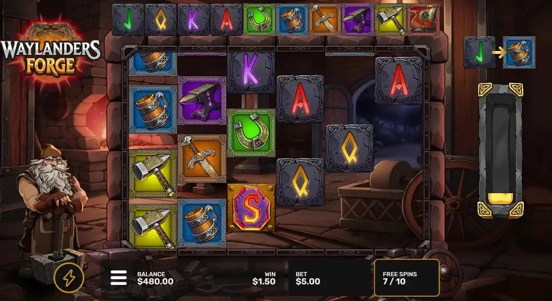 Waylanders Forge slot by Valkyrie, fantasy blacksmith theme, high volatility slot 2026